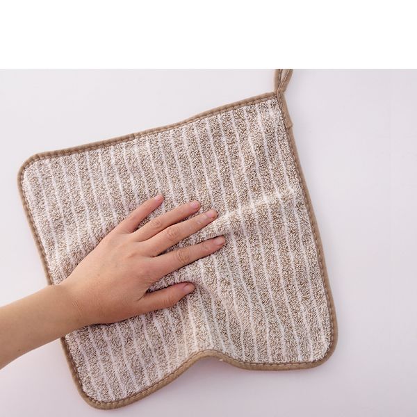 Randiga disktrasor i bambukol med kant - bruna ränder (5-pack) L