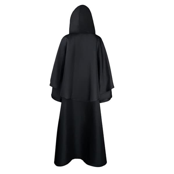 Middelalderlig hættekappe sort - troldmandskappe cosplay kostume XL XL