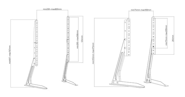 Tabletop tv stand 2370" 50kg vertical height adjustment VESA
