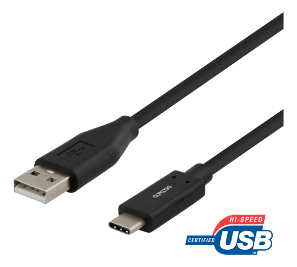 USB 2.0 cable, type A M - type C M, 2m, black