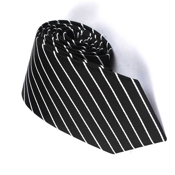 Klassisk slips av polyestersilke Black + white stripes Black + white stripes