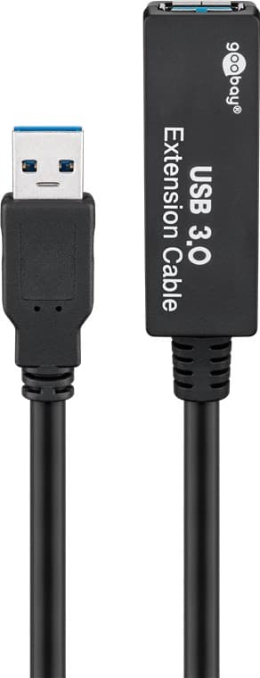 Aktiv USB-A-förlängningskabel, 5 m, svart
