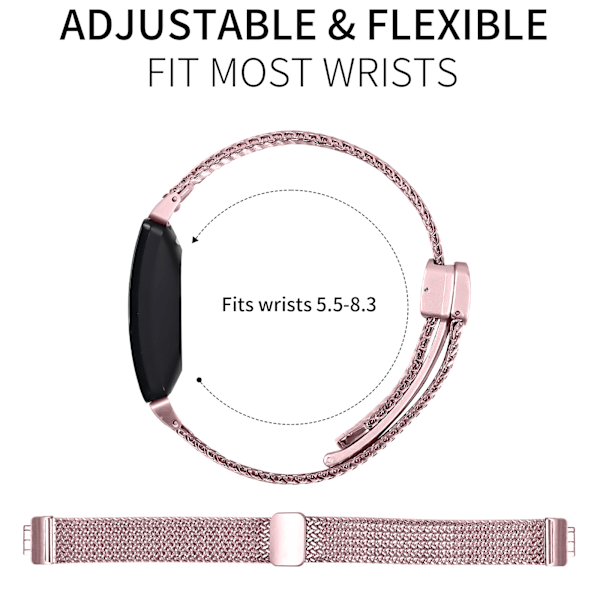 Milanese armband i rostfritt stål för Fitbit Inspire 1/HR/Inspire 2 Rosa