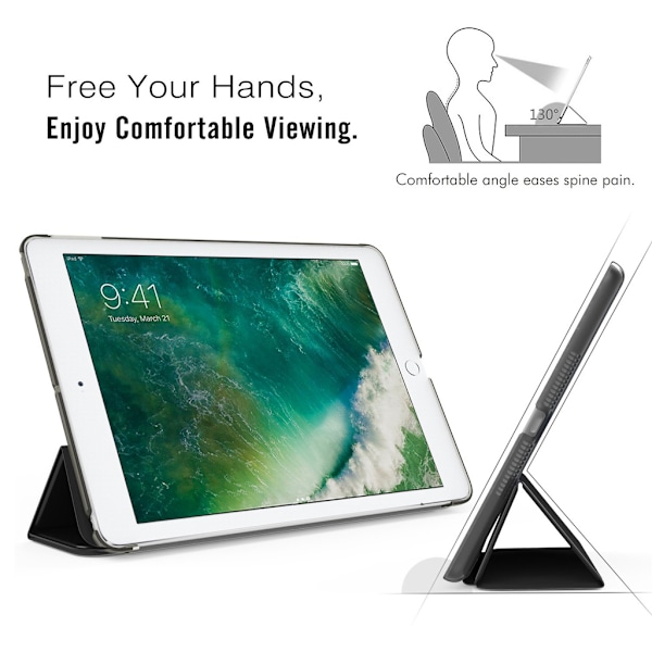iPad Cover Case til iPad Air 1, iPad Air 2, New iPad 9.7" Sort