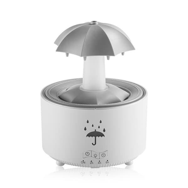 Rotationsvanddråbe Aroma Diffuser EU-stik - Ultralyd Luftfugter med Æterisk Olie Diffuser og 7-Farvet LED-lys White White