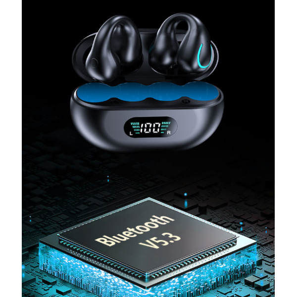 Bone conduction ear-free hörlurar Bluetooth 5.3 Hi-Fi ENC Svart