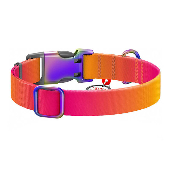 Waudog gradient hundhalsband i nylon med QR-kod, orange, storlek M