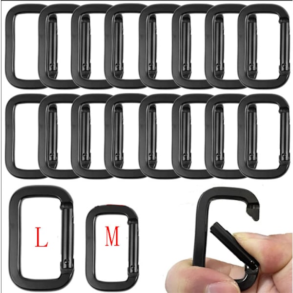 Aluminium karbinhake Clips - Kraftiga D-ring låsande karbinhakar (10-pack) L