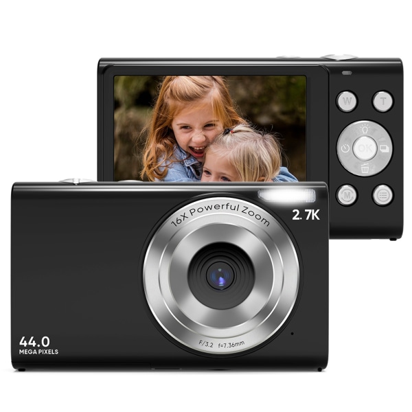 INF Digitalkamera 2.7K/44MP/16x Zoom/Anti-Shake/Webcam Svart