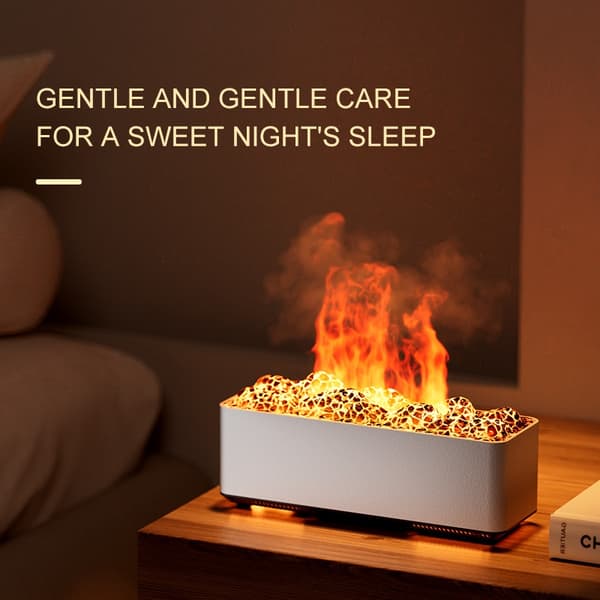 Dual Color Flame Aroma Diffuser Luftfugter - Skab en afslappende atmosfære White White
