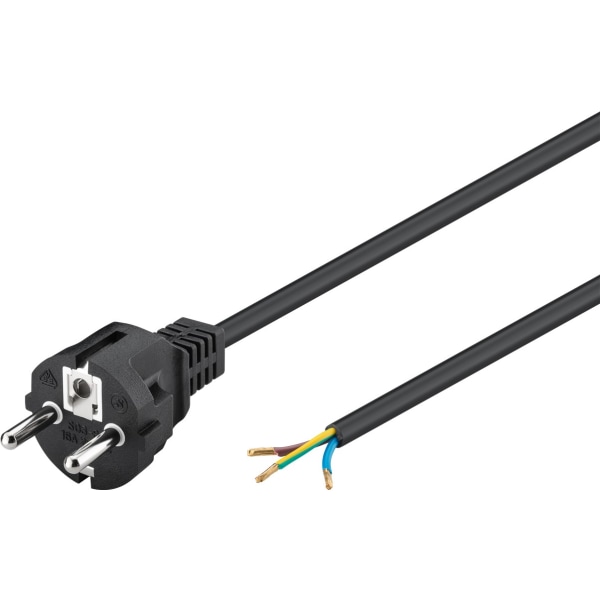Goobay Kabel för skyddskontakt för montering, 2 m, svart