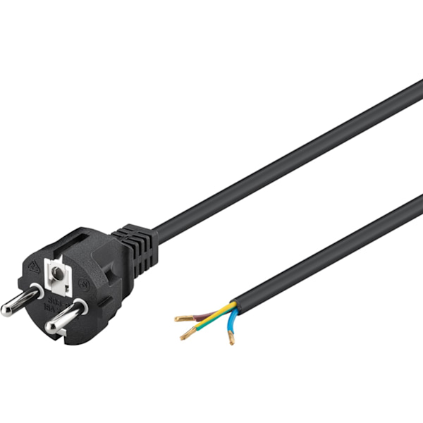 Kabel för skyddskontakt för montering, 2 m, svart