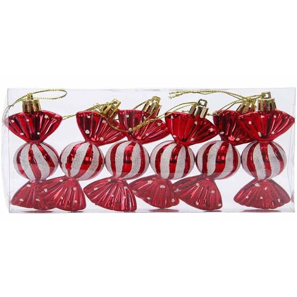 Julepynt Slik Ornamenter - Mini Runde Slik (6-Pak) Red Red