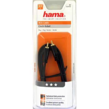 Kabel Video RCA-RCA Guld Svart 1.5m