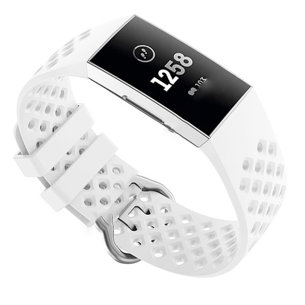Hvid silikonerem til Fitbit Charge 3 - Stor