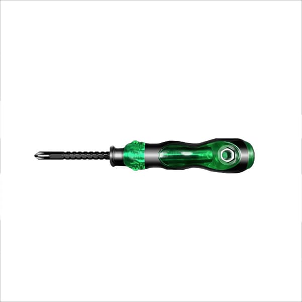 6x155 Teleskopisk Spärrskruvmejsel, Grön, Magnetisk, Multi-Bit, Justerbar Längd
