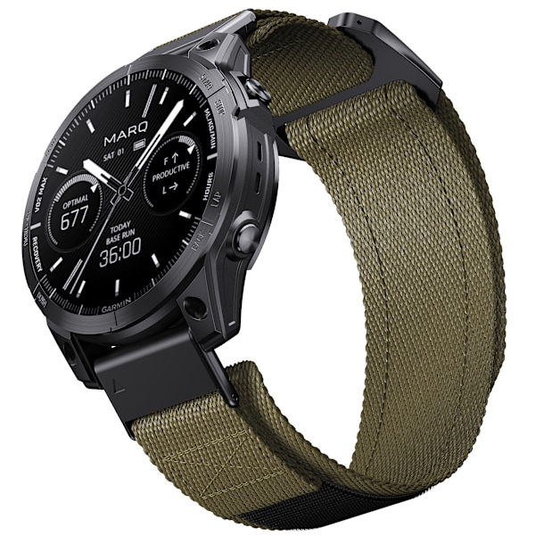 Quick Release 26mm Vævet Nylonrem til Garmin-ure Grøn