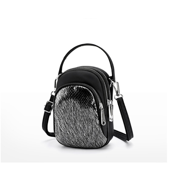 Ny Vertikal Crossbody Telefonväska med Paljetter Svart