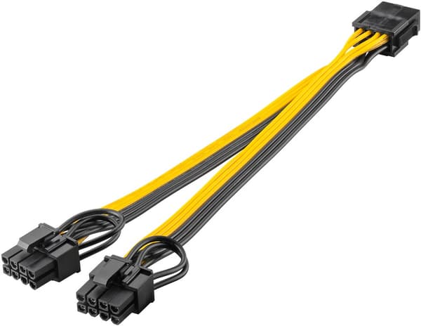 Strømforsyningskabel 8-pin hun til dobbelt 6+2 han til PCIe