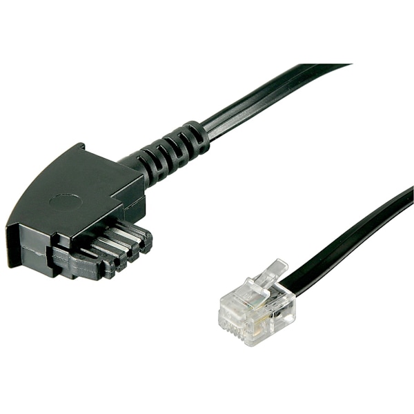 TAE-F-kabel (universal pinout), svart