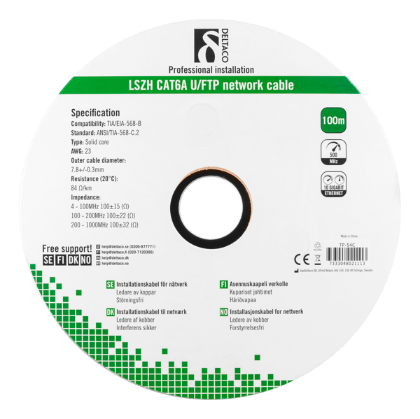 U/FTP Cat6a installation cable, 100m, 500MHz, LSZH, white