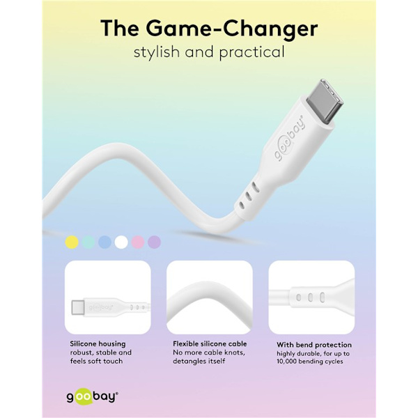 USB-C™-silikonkabel, 1,5 m, turkos