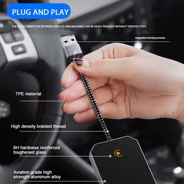 2-i-1 trådløs CarPlay og Android Auto adapter