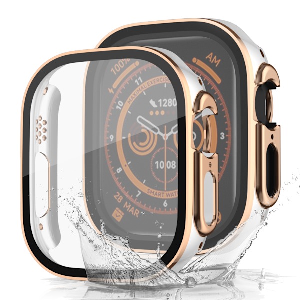 Cover+Screen Protector Film för Apple Watch 9/8/7 45mm Rose guld