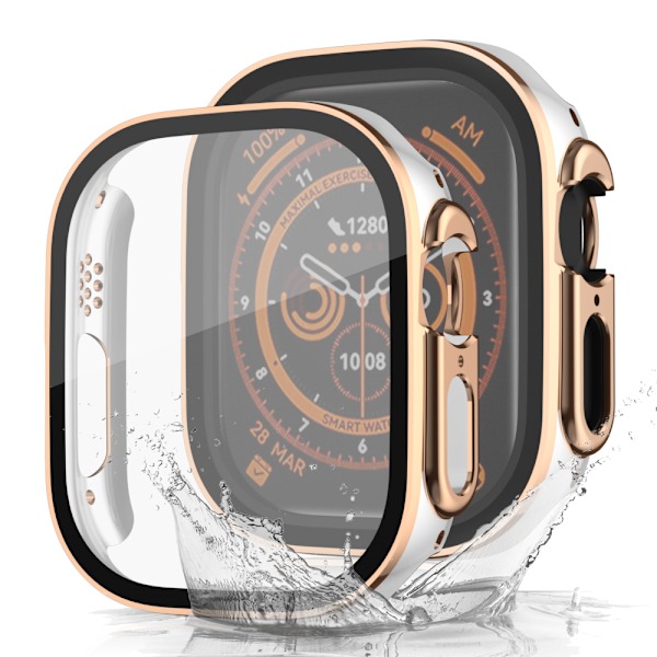 Cover+Screen Protector Film för Apple Watch 9/8/7 45mm Rose guld