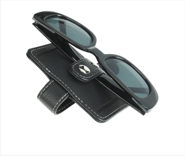 PU Læder Bil Solskærm Solbrilleholder Clip Black Black