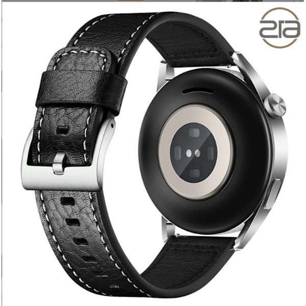 Armband i äkta läder för Samsung Galaxy Watch 4 Svart 24 mm
