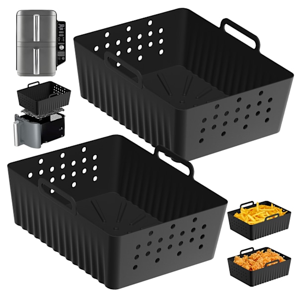 Silikonebakke - Rektangulær Airfryer Liner Pad Black Black