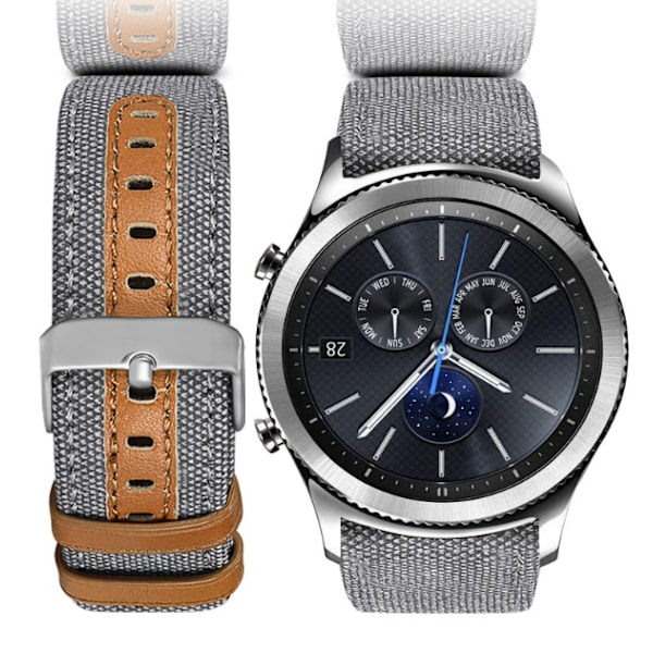 Klockarmband i äkta läder för Samsung Galaxy Watch 3 40mm 42mm Grå
