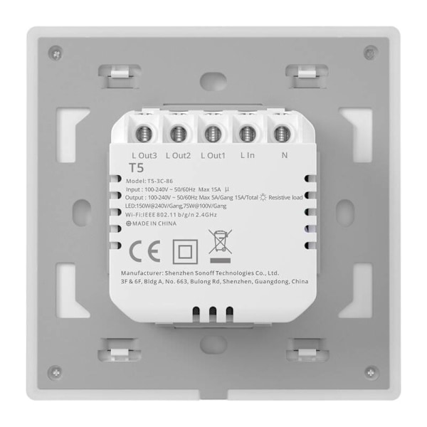 Smart WiFi Touch Wall Switch Sonoff TX T5 3C (3-kanals)