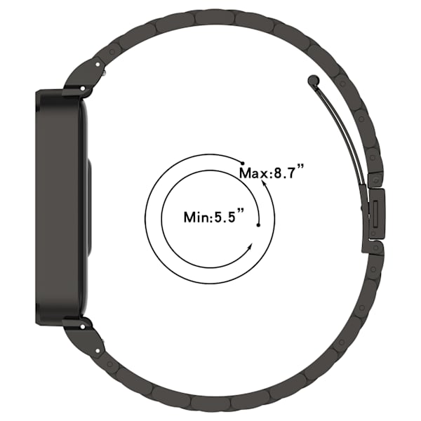 Urrem i rustfrit stål til Xiaomi Band 9 Active & Redmi Band 3 Sort