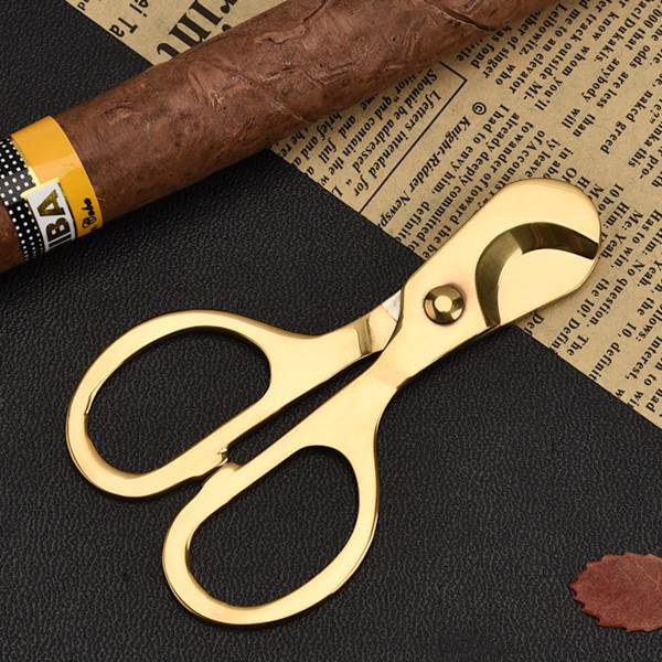 Kunstnerisk cigar cutter i rustfrit stål - Håndtryk stil, poleret guld finish