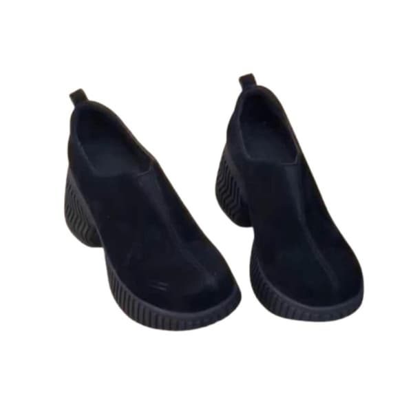 Retro Runde Tå Slip-On Platform Damesko - Komfortable og Stilfulde Black 38 Black 38