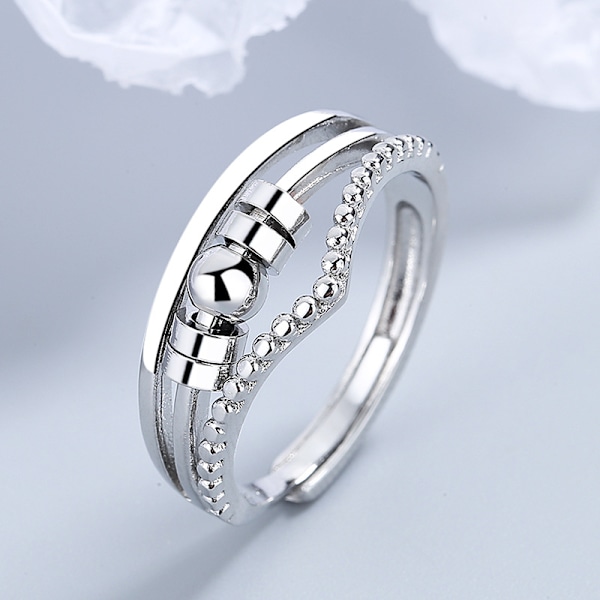 Justerbar Antistressring med Roterbara Pärlor Silver