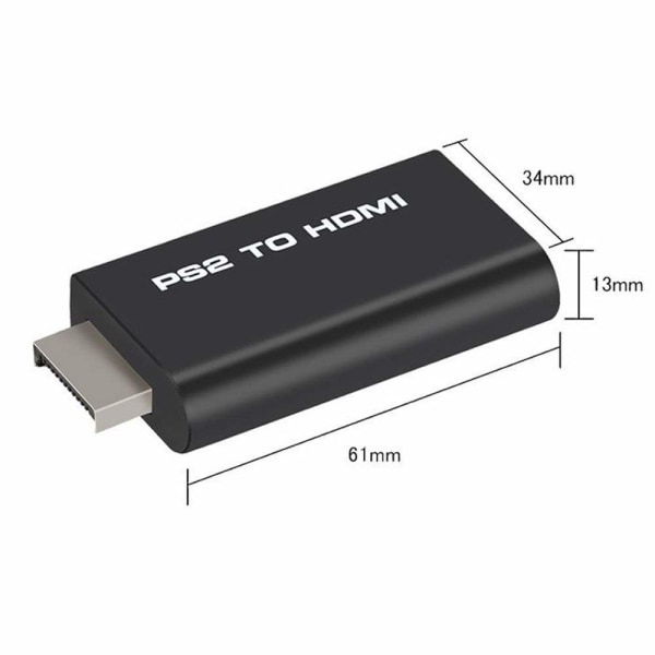 INF PS2-HDMI-sovitin 3,5 mm:n äänilähdöllä HDTV-/HDMI-näytöille