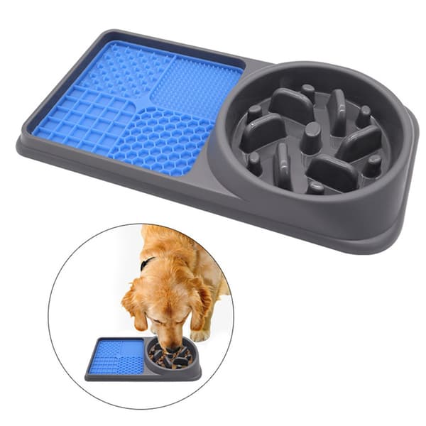 Skridsikker Fodermåtte til Kæledyr - Slow Feeder og Mad Placemat til Hunde og Katte, Kompatibel med Forskellige Fodermærker Black Black
