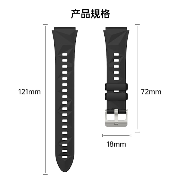 Silikoninen kellohihna soljella Huawei GT5:lle - 18MM Musta