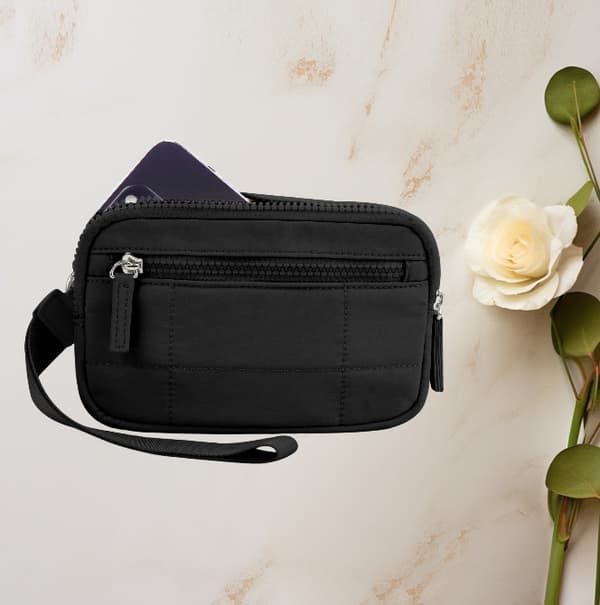 Chic Svart Polyester Clutch Plånbok för Kvinnor - Stilren & Kompakt