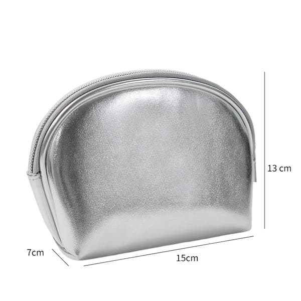 Snygg Seashell Clutch: Silver PU-läder sminkväska