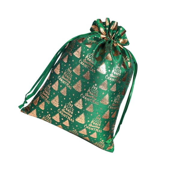 Jul Bomullspåsar med Dragsko 30x40cm (2-Pack) - Guldstämplade Julklappspåsar