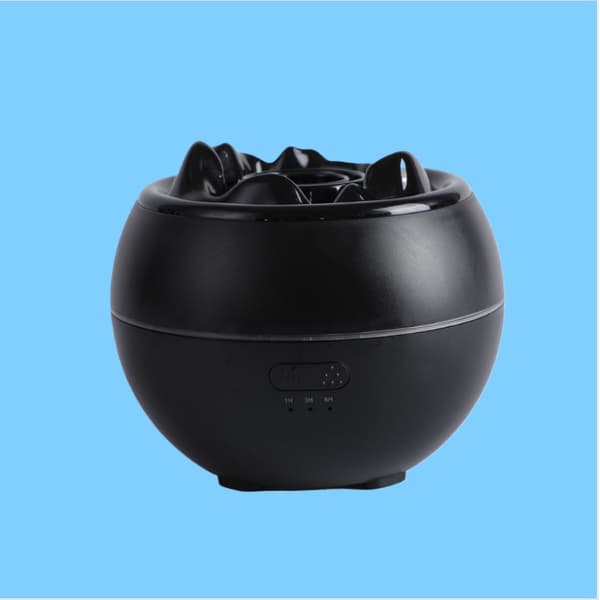 Flame Effect Aroma Diffuser Luftfuktare - Ultraljud Eterisk Oljediffuser med Simulerat Ljus, Kompatibelt med alla eteriska oljor Black Black