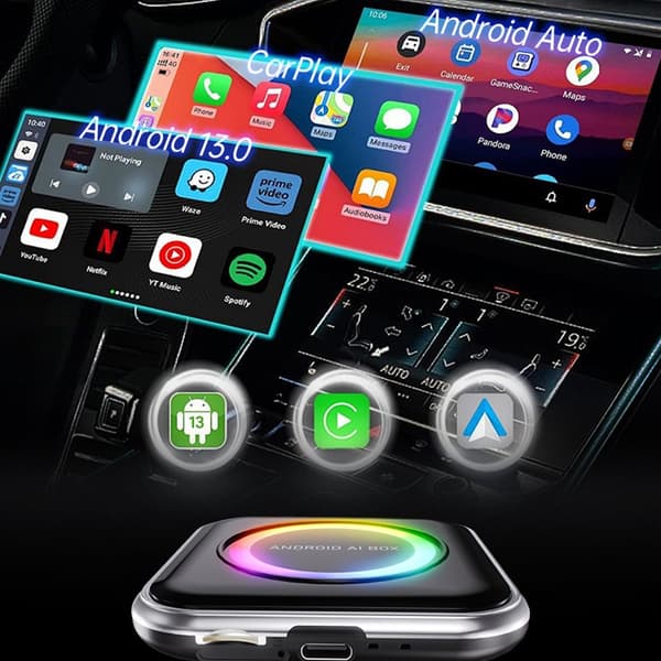 Smart Box Bil Trådløs CarPlay Adapter 4G+64G - Gør Kablet CarPlay til Trådløst Android 13 System