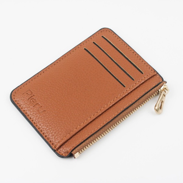 Minimalistisk Plånbok Slim Plånbok med Zip Kreditkortshållare Plånbok Brun