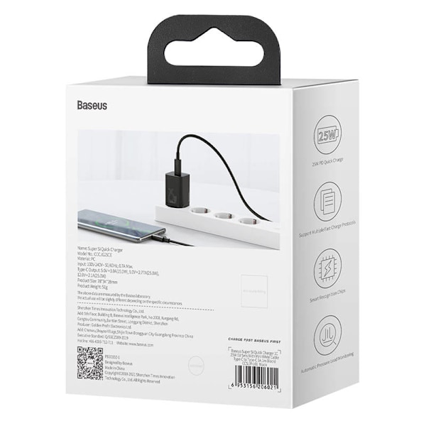 Baseus Super Si Snabbladdare 1C 25W (svart)