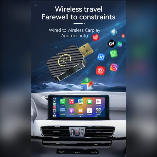 Älykäs auton yhdistämislaatikko: Langaton CarPlay & Android Auto 2-in-1 -sovitin