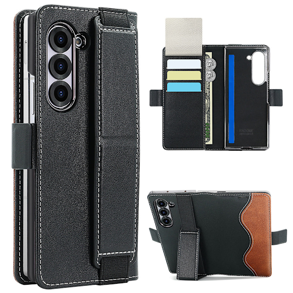 Samsung Galaxy Z Fold-etui med kortholder og stativ Model 5 Sort